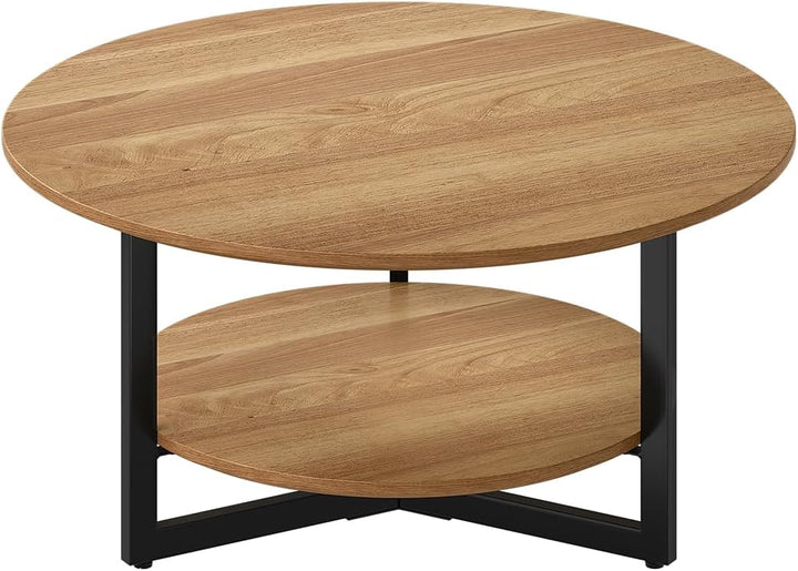skølm Drakkar Couchtisch rund Ø70 cm – Wohnzimmertisch aus Massivholz Eiche & Metallgestell – Sofati