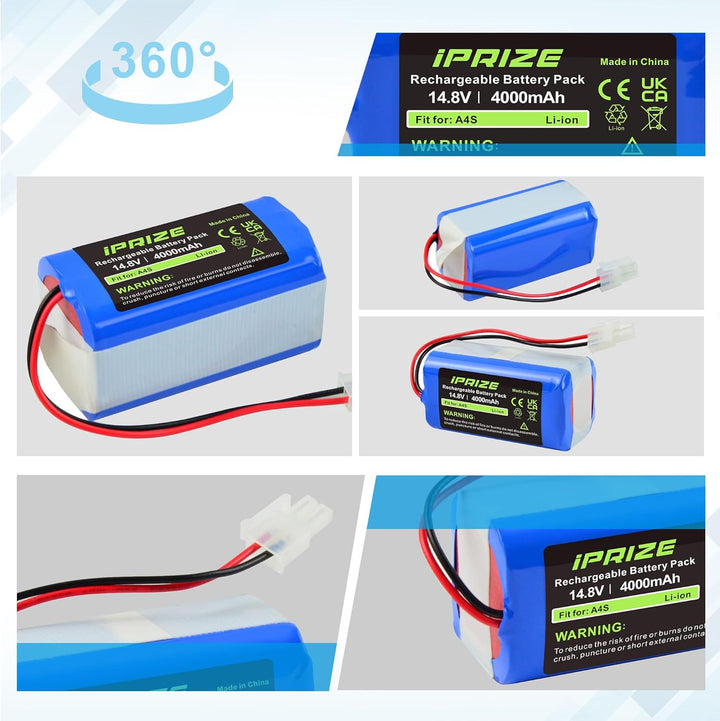 iPrize 14.8V 4000mAh Ersatzakku für iLife A4, A4s, A6, V7, V7s Plus, V7s Pro, X620 Staubsauger Haush