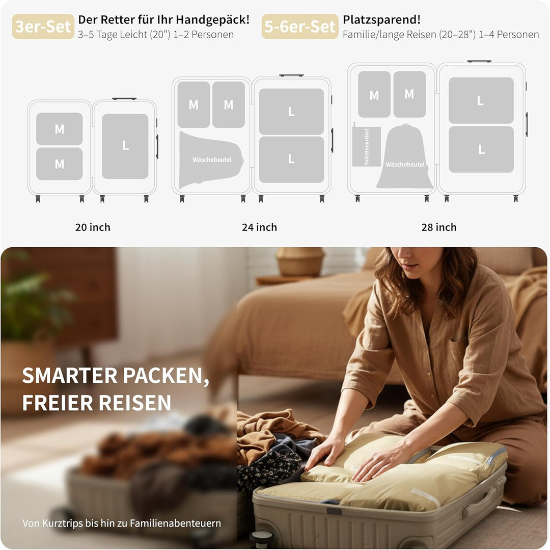 Cipway Kompressions Packwürfel Set für Reisen, Ultraleichter Erweiterbarer Verpackungsorganizer für