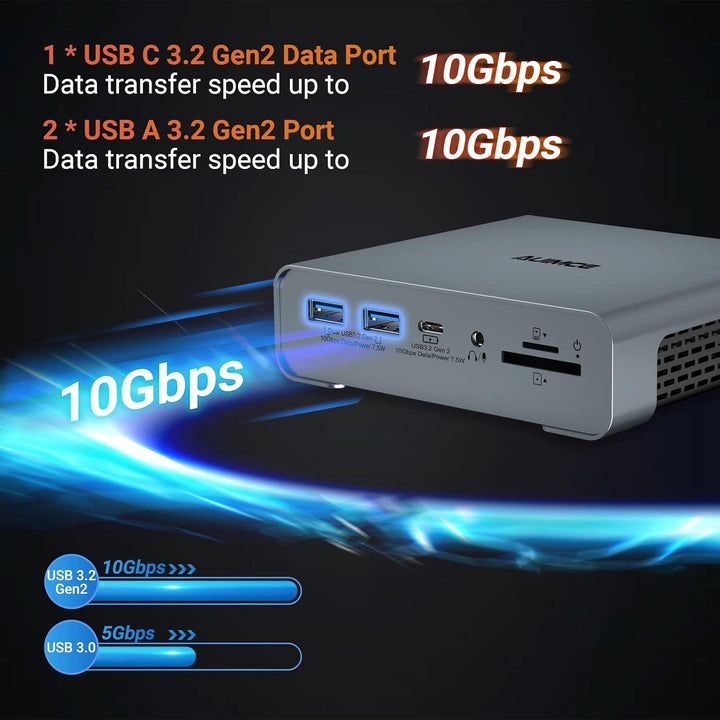 16-in-1 USB C Docking Station Triple Display, Dual HDMI & DP 4K@60Hz, 8 USB-Anschlüsse, Ethernet, SD