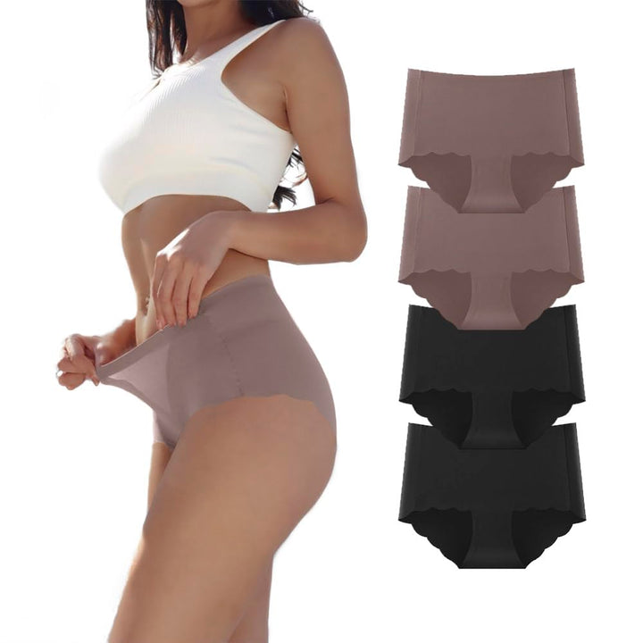 Unterhosen Damen,Nahtlos Slips Unterwäsche Frauen,Hohe Taille Panties,No Show Panties,Mehrpack 4Er P