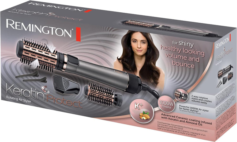 Remington Warmluftbürste rotierend [automatisch] Keratin Protect (inkl.3 Aufsätze: 2 Rundbürsten+Haa