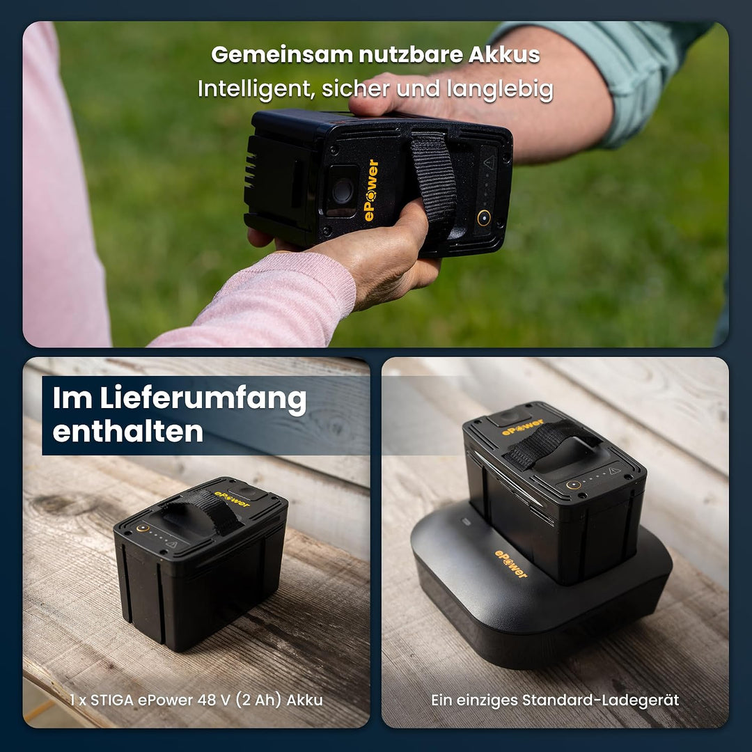 Stiga Akku Rasentrimmer GT 500e Kit, mit 48V (2Ah) ePower Akku und Ladegerät, 30cm Schnittbreite