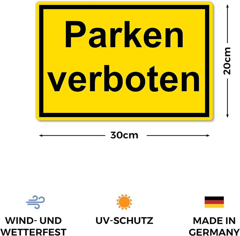 5 Stück Parken verboten Schild 20 x 30 cm aus stabiler PVC Hartschaumplatte 3mm Parkplatzschild mit