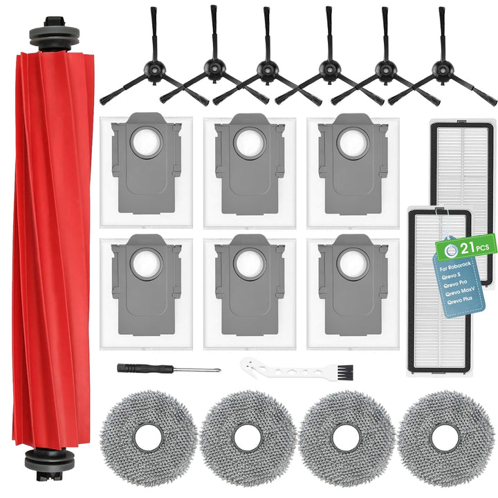 21 Stück Zubehör set für Roborock Qrevo S/QRevo Pro/QRevo MaxV/Qrevo Plus Saugroboter,1 Hauptbürsten