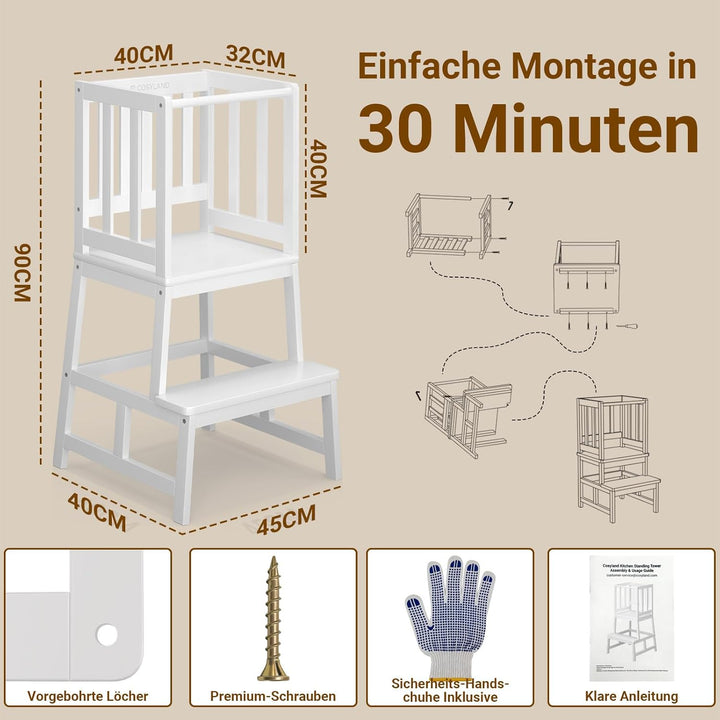 COSYLAND Lernturm ab 1 Jahr – Montessori Learning Tower für Kinder – Sicherer Kinder Lernturm ab 2 J