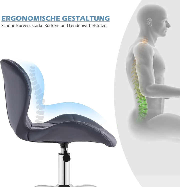 TUKAILAI Bürostuhl Ergonomisch aus Kunstleder, Verstellbar Schreibtischstuhl Drehstuhl Computerstuhl