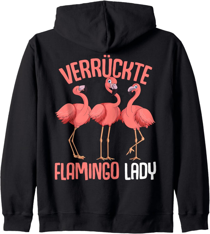 Verrückte Flamingo Lady Damen Mädchen Kapuzenjacke