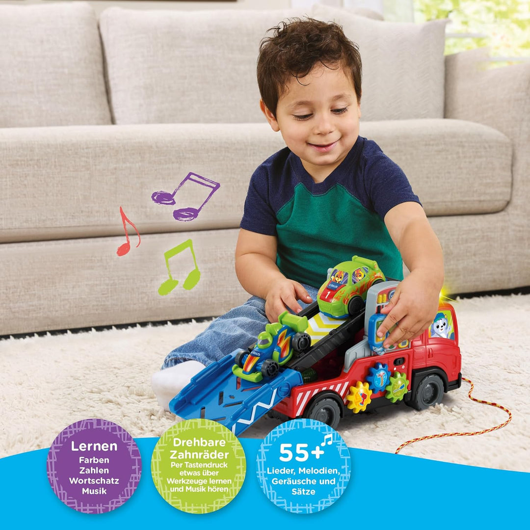 Vtech Baby - Babys Autotransporter – Interaktiver Abschleppwagen, der Musik, Sätze und Geräusche abs