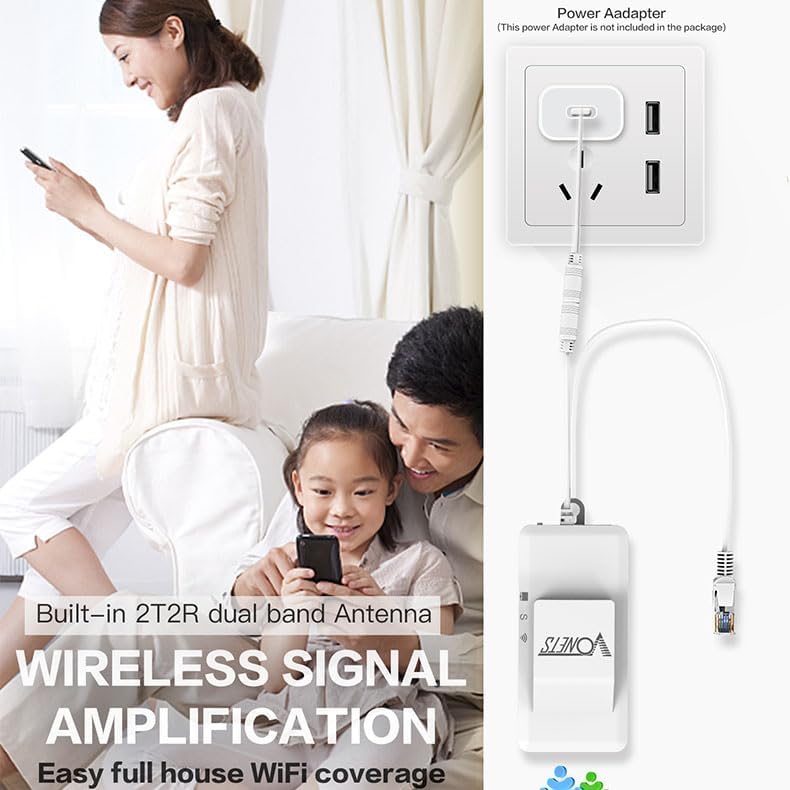 Vonets VAP11AC Dual Band 2.4GHz+5Ghz AC1200 WiFi Bridge, Wireless Signal Repeater Wireless to Wired