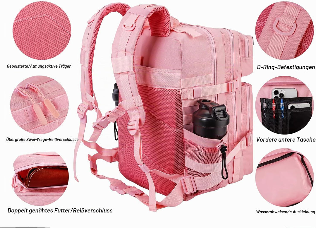 LHI Militärstil Taktischer Rucksack 45L mit MOLLE-System – Wasserdicht für Wandern, Survival, Campin