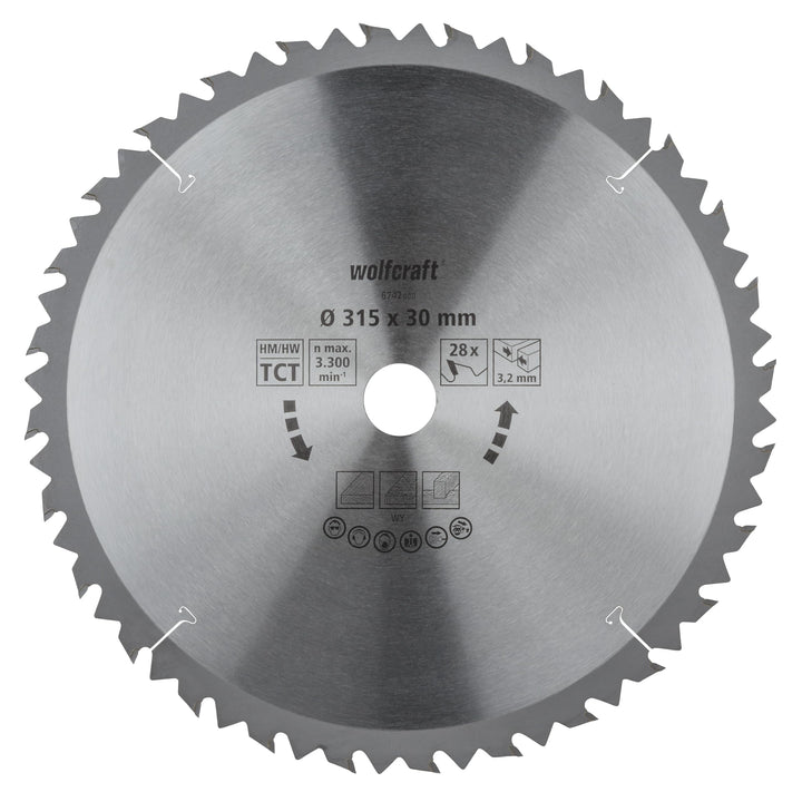 wolfcraft 6742000 1 TischKreissägeblatt HM, 28 Zähne, ø 315 mm ø315mm, ø315mm