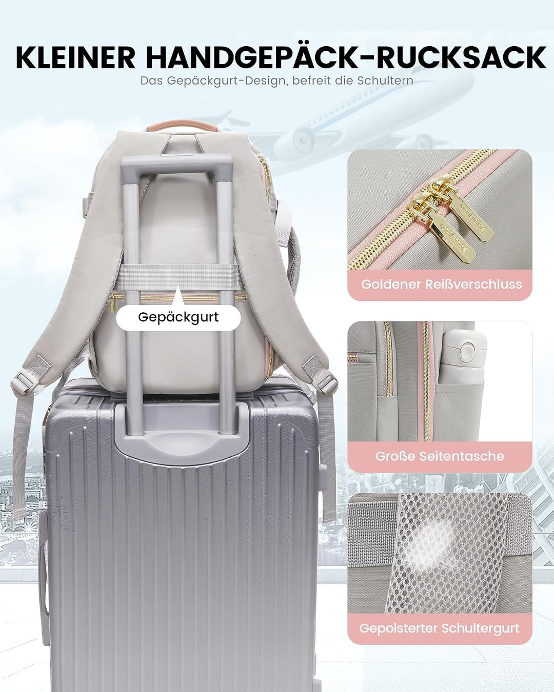 LOVEVOOK Ryanair Handgepäck 40x30x20, Handgepäck Rucksack Tasche Reiserucksack Flugzeug, Carry On Ha