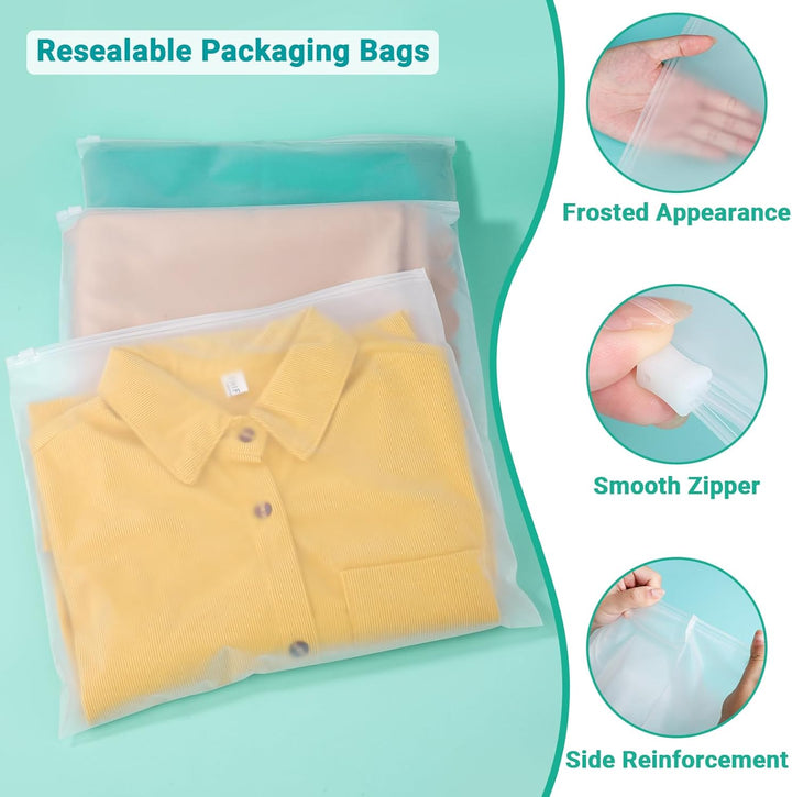 Zip Beutel Gross, 50 Stück 35 * 30cm Kleiderbeutel, Zip Beutel Wasserdicht, Aufbewahrungsbeutel mit