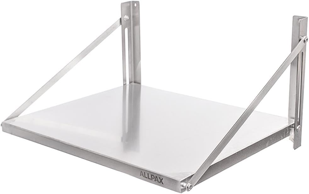 Allpax Edelstahl Wandbord 60 x 45 cm - klappbar mit gerader Ablagefläche - Belastbarkeit 40 kg - ink