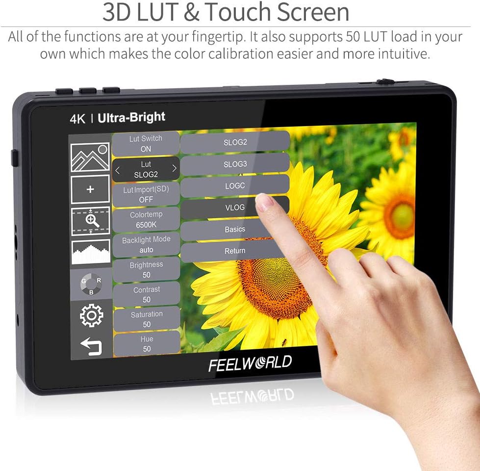Feelworld LUT7 7 Zoll 2200nit Ultra Bright 3D Lut Touch Screen DSLR Kamera Field Monitor 1920x1200 I