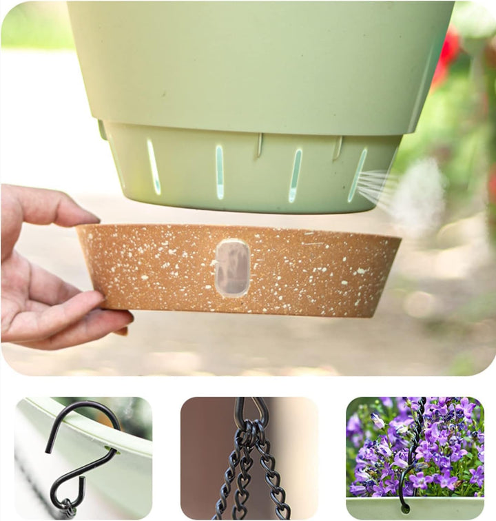 LSRVNM 3 Stück Hängende Pflanzgefässe, Hängetopf für Pflanzen, Blumentopf Hängend mit Abnehmbares Ta