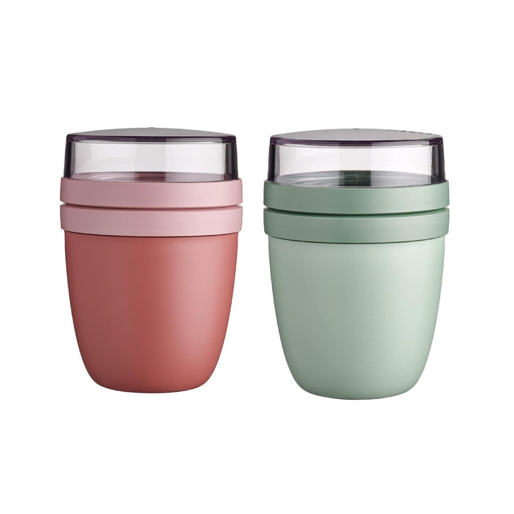 Mepal 'Ellipse' Lunchpot to go 500 ml & 200 ml, Farbe & Stückzahl:Nordic Pink & Nordic Green Pink/Gr