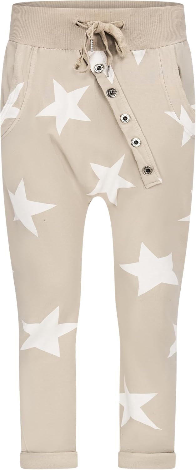 Mississhop Damen Hose Sweatpants Jogginghose Baumwolle Freizeithose Boyfriend Baggy Haremshose Stern