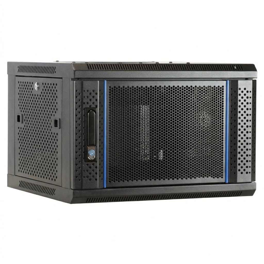 DSIT 6HE Netzwerkschrank (Serverschrank) 19 Zoll Wandmontage - mit perforierter Fronttür (BxTxH) 600