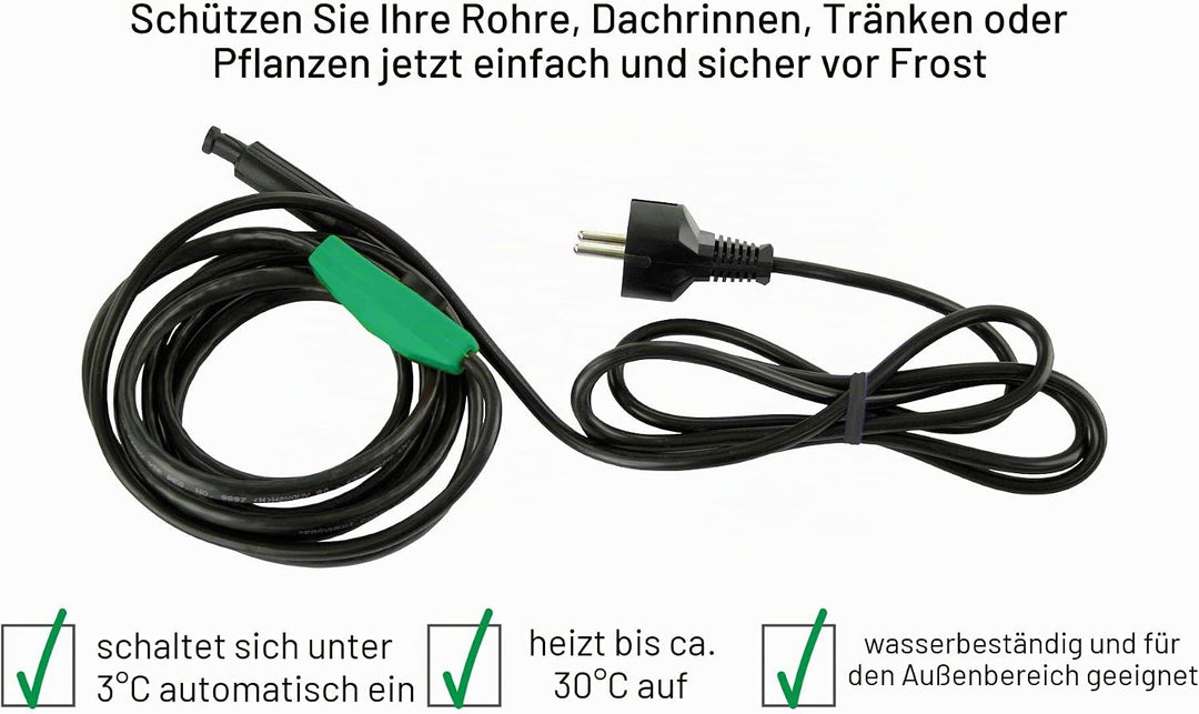 Cerres Frostschutz Heizkabel Mit Knopf-Thermostat, Pflanzen-Heizung, 1m 2m 4m 8m 12m 14m 24m 36m 48m
