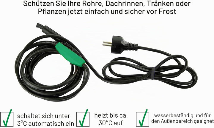 Cerres Frostschutz Heizkabel Mit Knopf-Thermostat, Pflanzen-Heizung, 1m 2m 4m 8m 12m 14m 24m 36m 48m