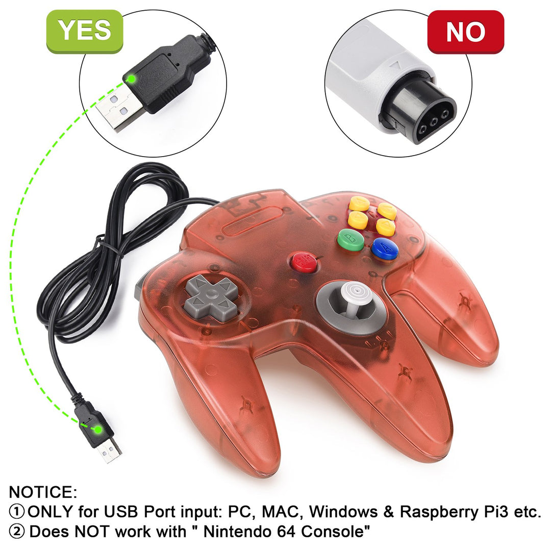 miadore 2X USB N64 64 Controller Plug & Play Joystick Gamepad N64 PC-Controller für Windows PC MAC R