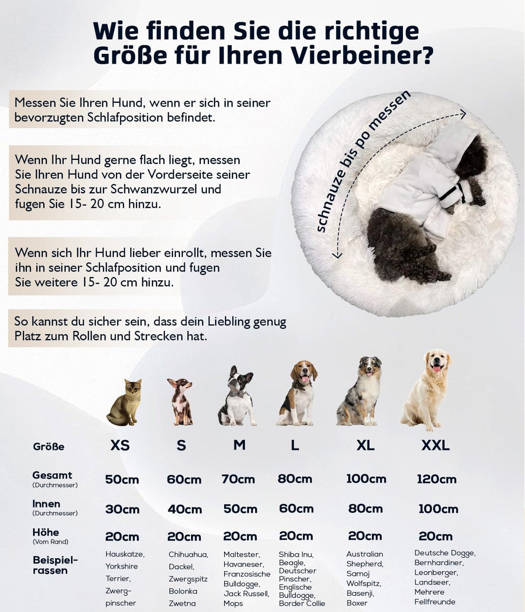 JRUI Hundebett für Mittelgrosse Hunde, Waschbar Katzenbett Hundekissen, Rund Plüsch Hundesofa Hundek