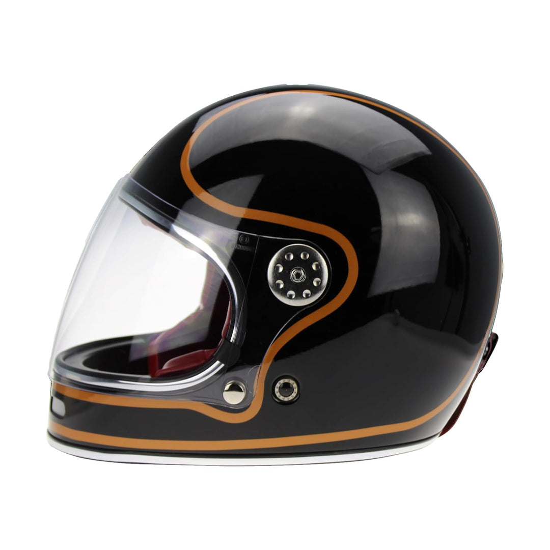 F656 Vintage Retro Full Face Motorcycle Helmets - Fibreglass Motorbike Helmets ECE Approved Crash He