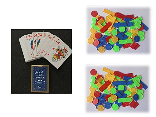 Gleichgewicht und Abenteuer 1 Set mit 32 Karten + 200 Chips: Poker, Belote, Erdspiess, Schäkel, Ecke