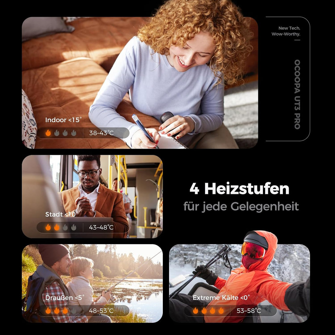 OCOOPA handwärmer elektrisch 10000 mAh Split-Magnetic 2er-Pack, 4 Heizmodi, schnelleres Aufheizen ha