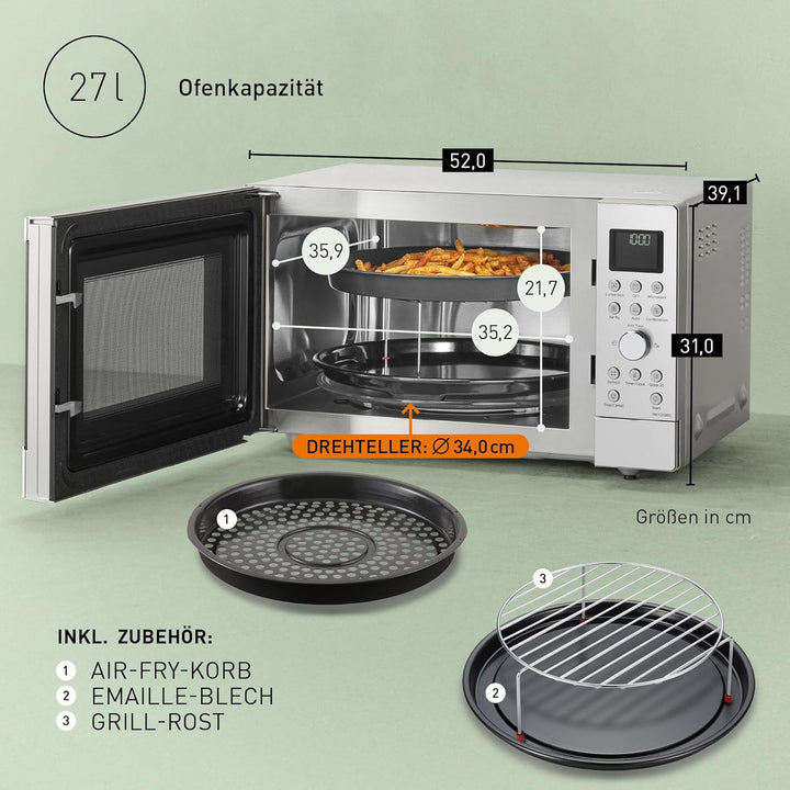 Panasonic NN-CD58RSEPG 27L 4-in-1 Kombi-Mikrowelle mit Airfryer-Funktion, 1000W Inverter, 1300W Gril