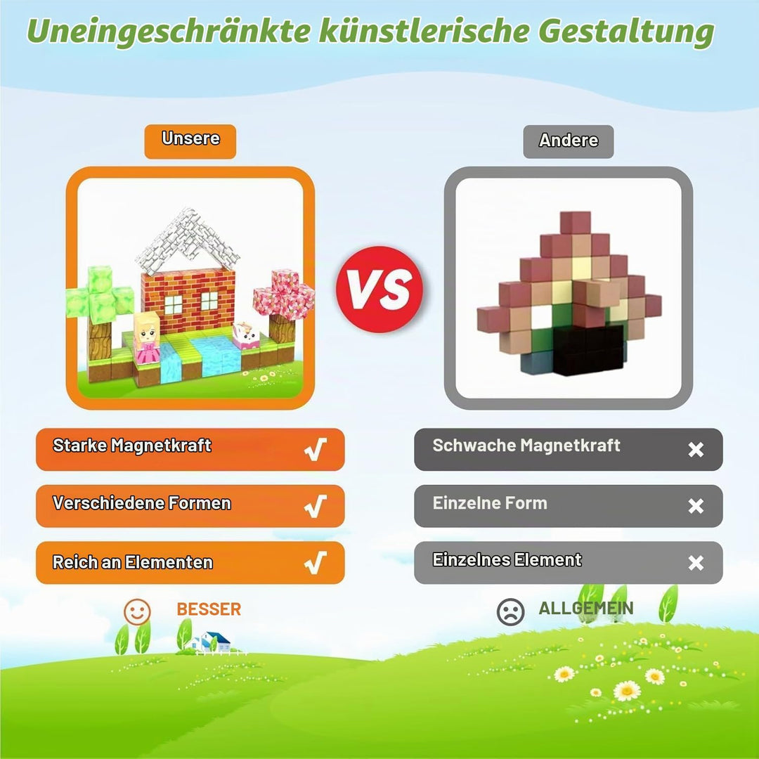 Magnetische Bausteine - Build Mine Magnete Welt World Set, Magnetisches Spielzeug für Jungen und Mäd