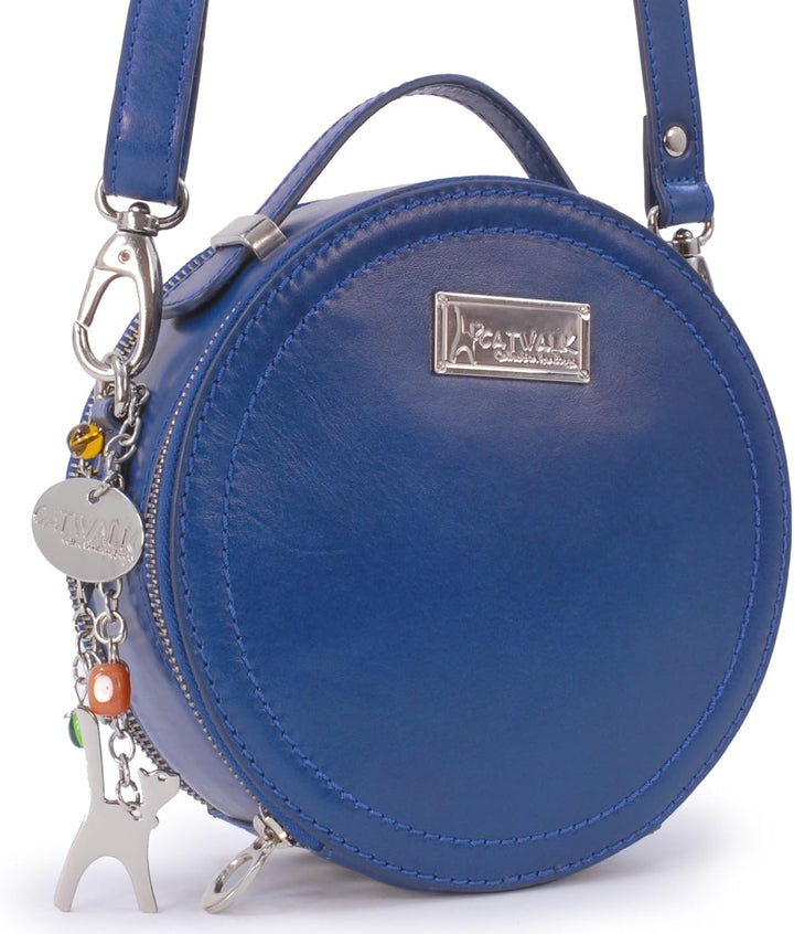 Catwalk Collection Handbags - Saffiano ECHTLEDER - Runde Handtaschen/Umhängetaschen Für Frauen TIFFA