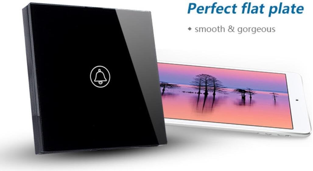 Touch Screen Wand Tür Glocke Schalter EU Standard Wandschalter 100W mit schwarzem Kristall Glas Scha