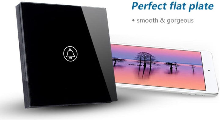 Touch Screen Wand Tür Glocke Schalter EU Standard Wandschalter 100W mit schwarzem Kristall Glas Scha