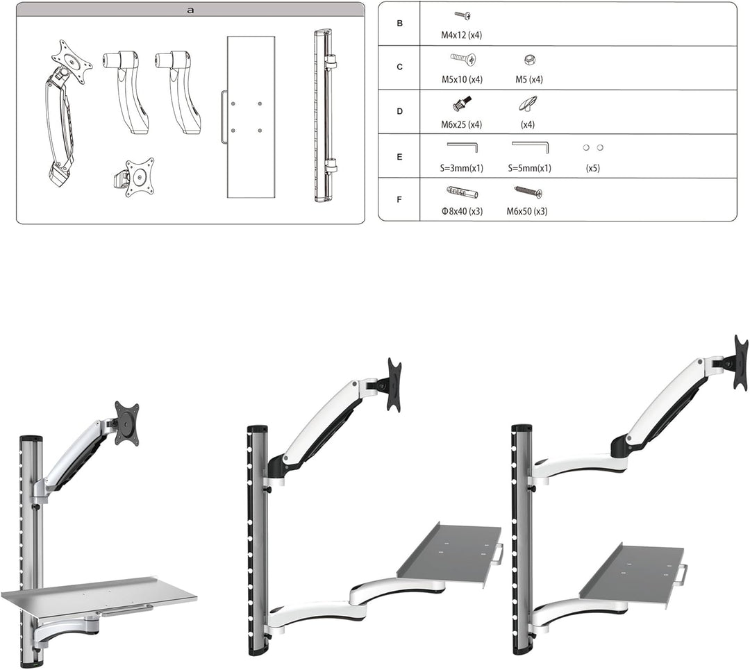 HFTEK - FY02CWS - Monitor Halter Wandhalterung für Bildschirme von 13-27 Zoll mit VESA 75/100 - Tast