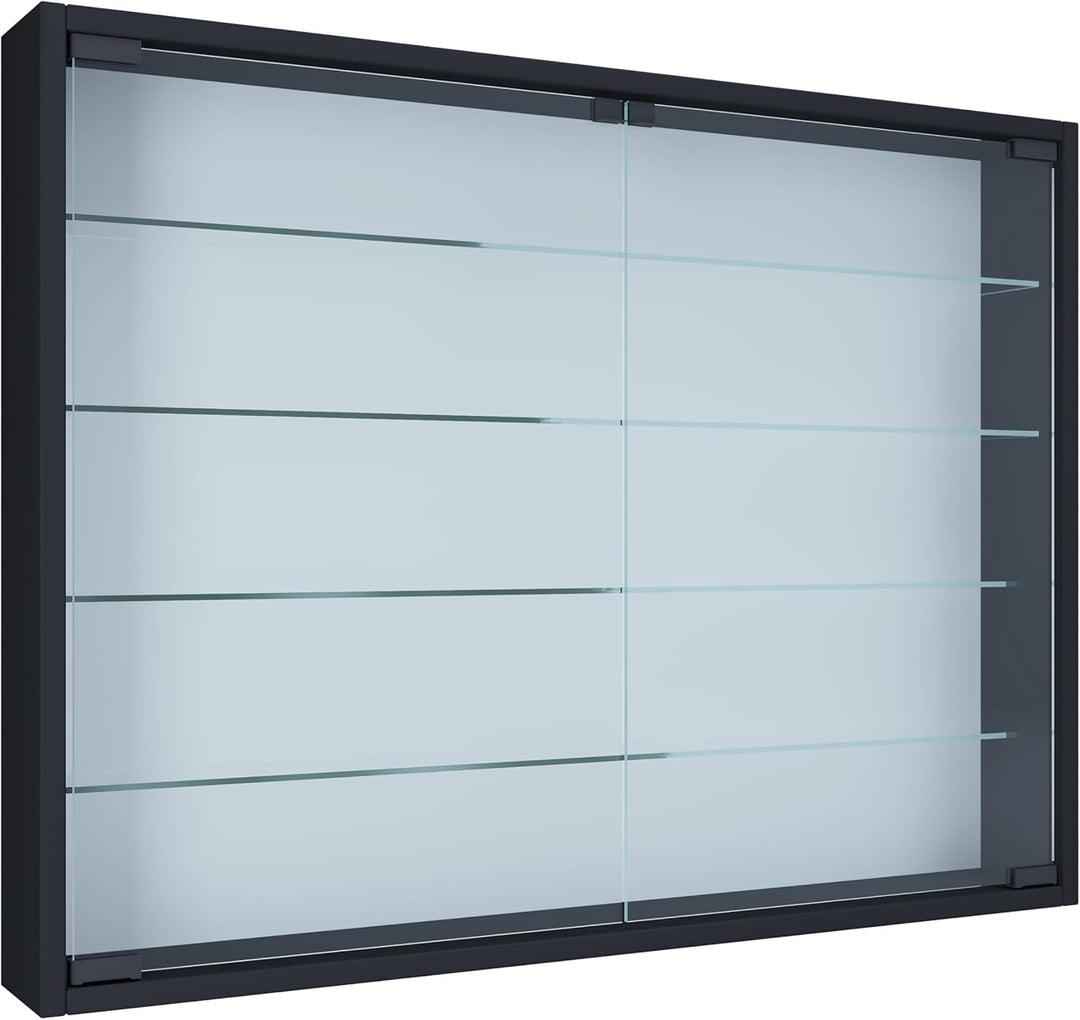 VCM 912950 Vitrine Sammelvitrine Wandvitrine Wand Schrank Regal Hängeregal Hängevitrine Holz Schwarz