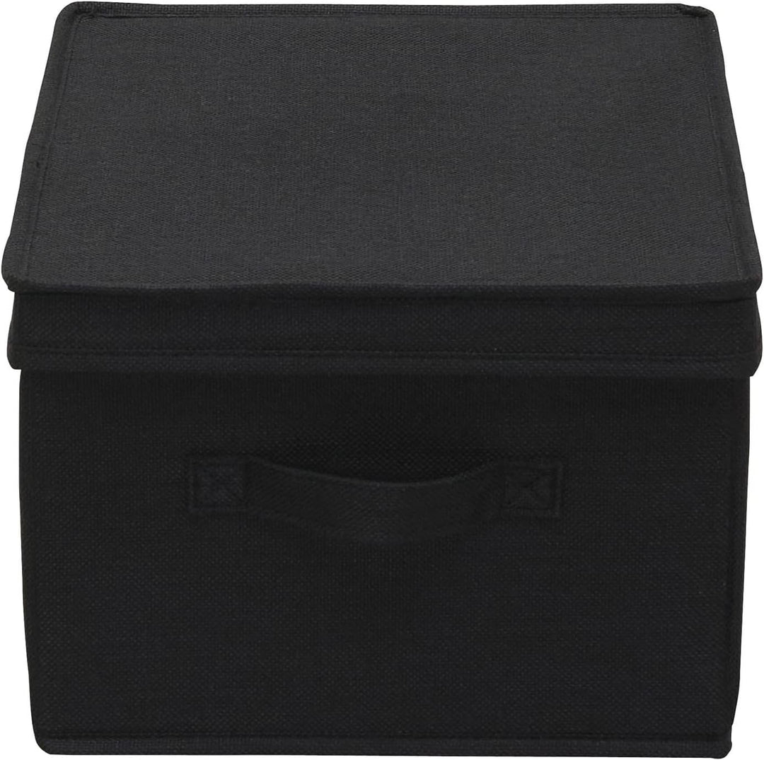 Household Essentials Grosse Aufbewahrungsbox aus Stoff, mit Deckelbox, Schwarz, 2 Stück Schwarz Larg