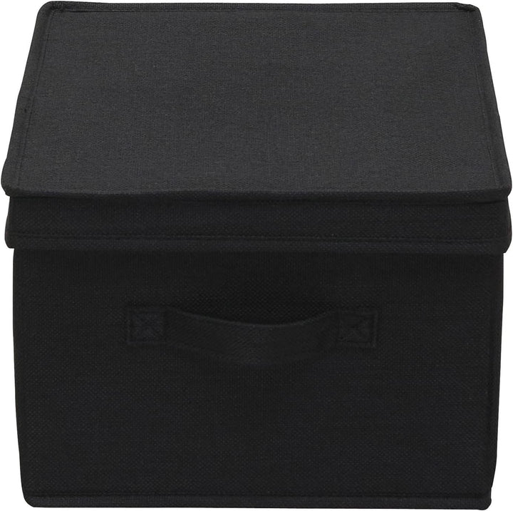 Household Essentials Grosse Aufbewahrungsbox aus Stoff, mit Deckelbox, Schwarz, 2 Stück Schwarz Larg