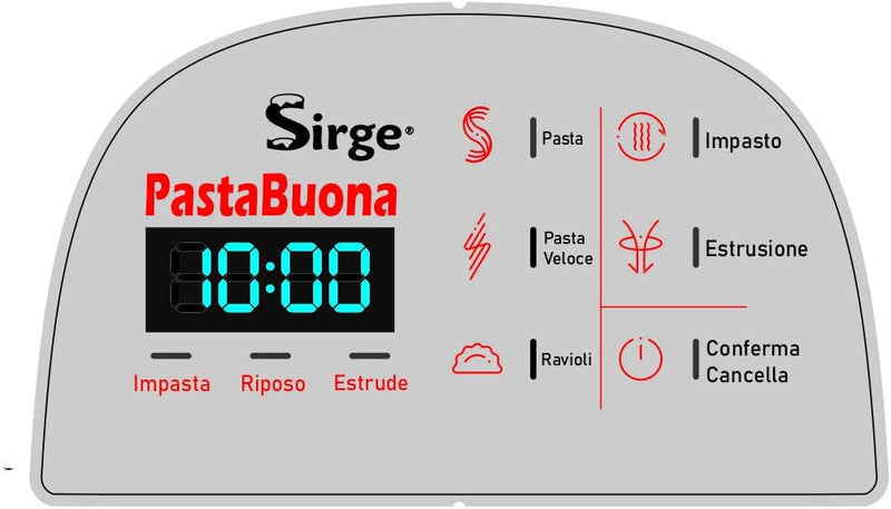 Sirge PASTABUONA Teigmaschine 260 W - 13 Trafil - bis zu 720 g Teig - Automatisch und auch mit Ruhez