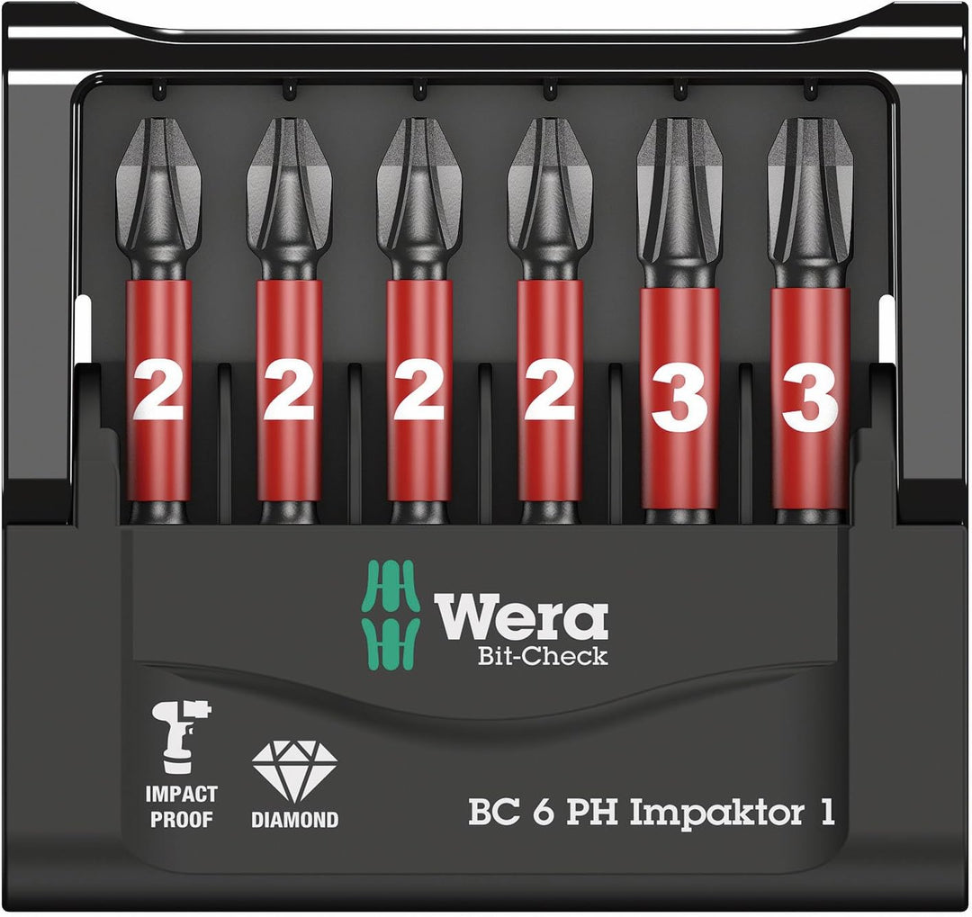 Wera Bit-Sortiment, Bit-Check 6 PH Impaktor 1, 6-teilig, 05057691001 Bit-Check 6 PH Impaktor 1 Singl