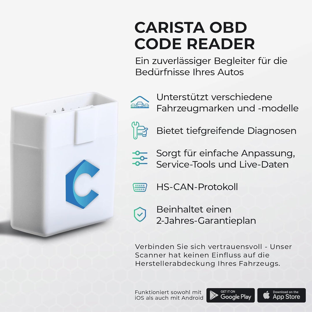 Carista OBD2 Bluetooth-Adapter und -App: Diagnose, Anpassung, Wartung, Live-Daten für Ihres Audi, BM