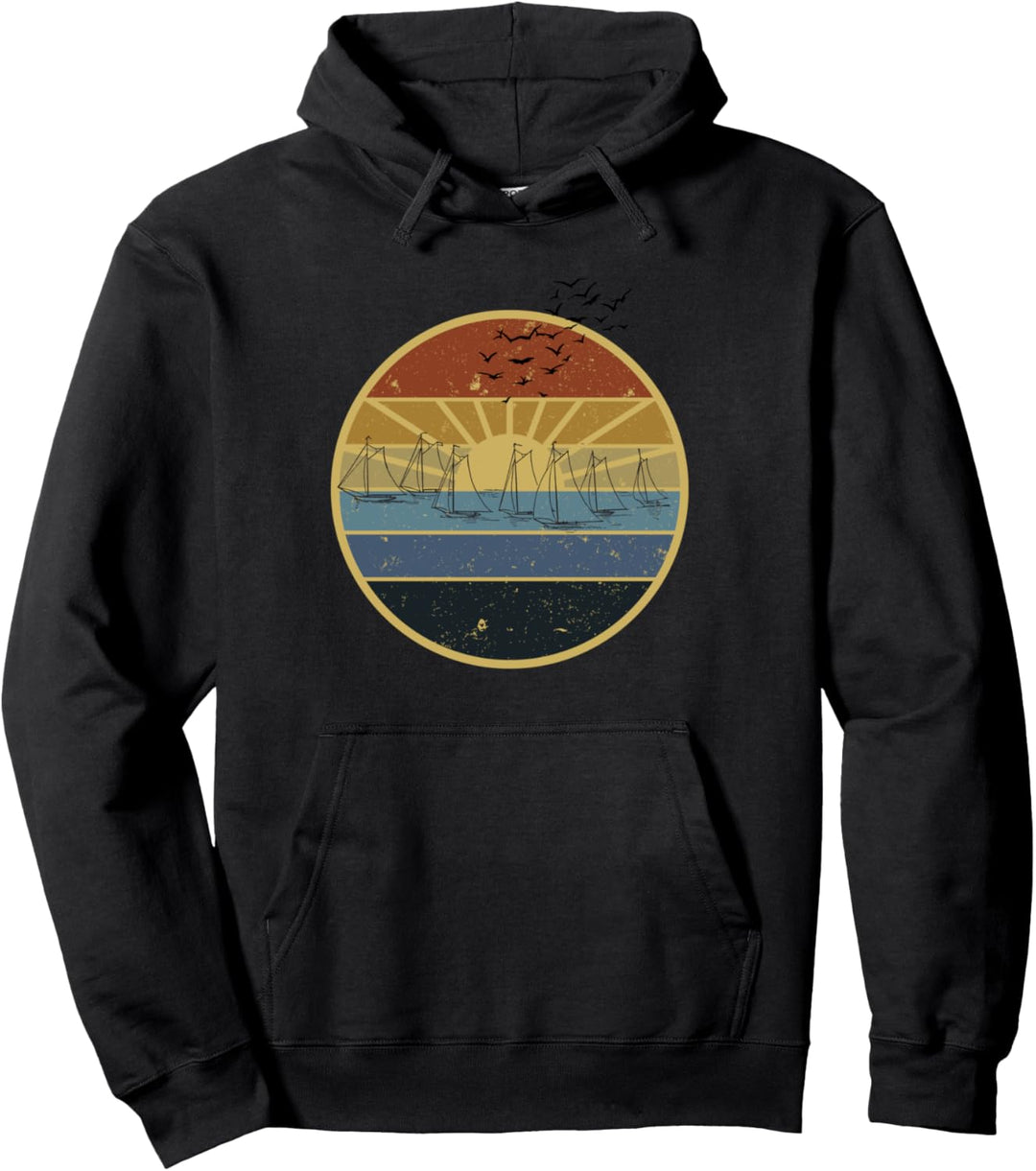 Segelboote vor Sonnenuntergang retro, Wassersportler Segeln Pullover Hoodie