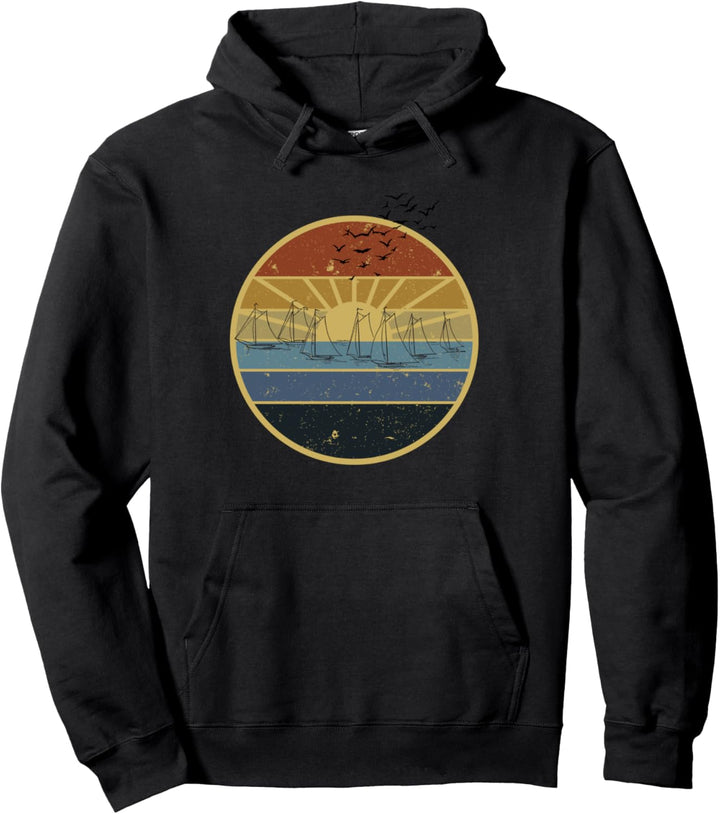 Segelboote vor Sonnenuntergang retro, Wassersportler Segeln Pullover Hoodie