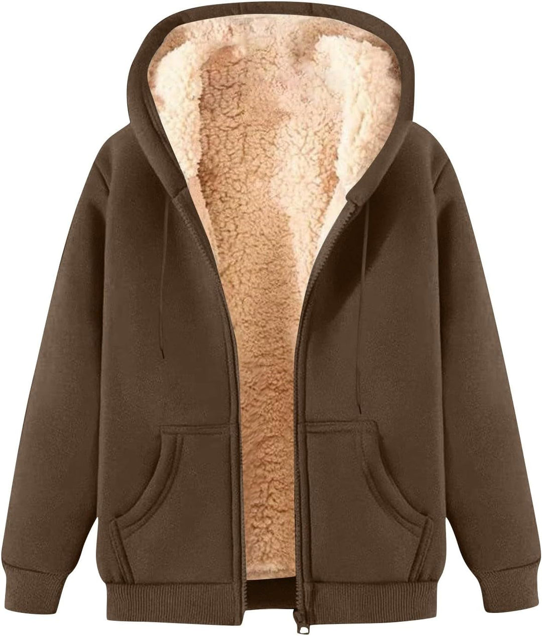 Sweatjacke Damen Gefüttert Mit Kapuze Winterjacke Damen Warm Innenfutter Wintermantel Elegant Oversi