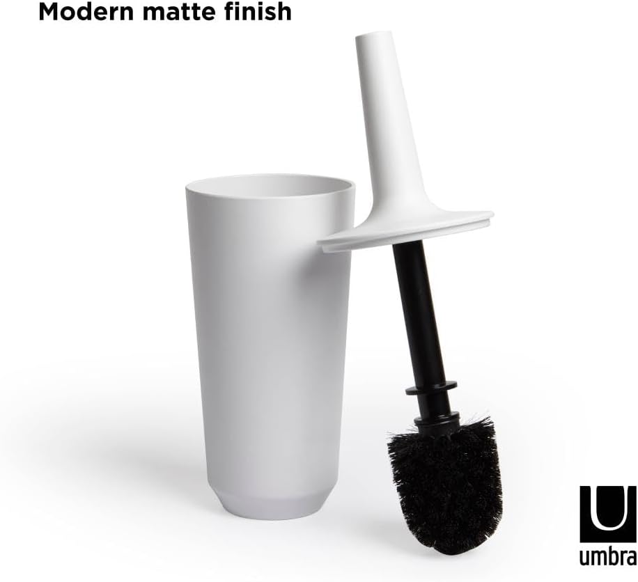 Umbra 1004478-660 Corsa Toilet Brush, WC-Büstenhalter aus Keramik, Weiss Toilettenbürstenhalter Weis