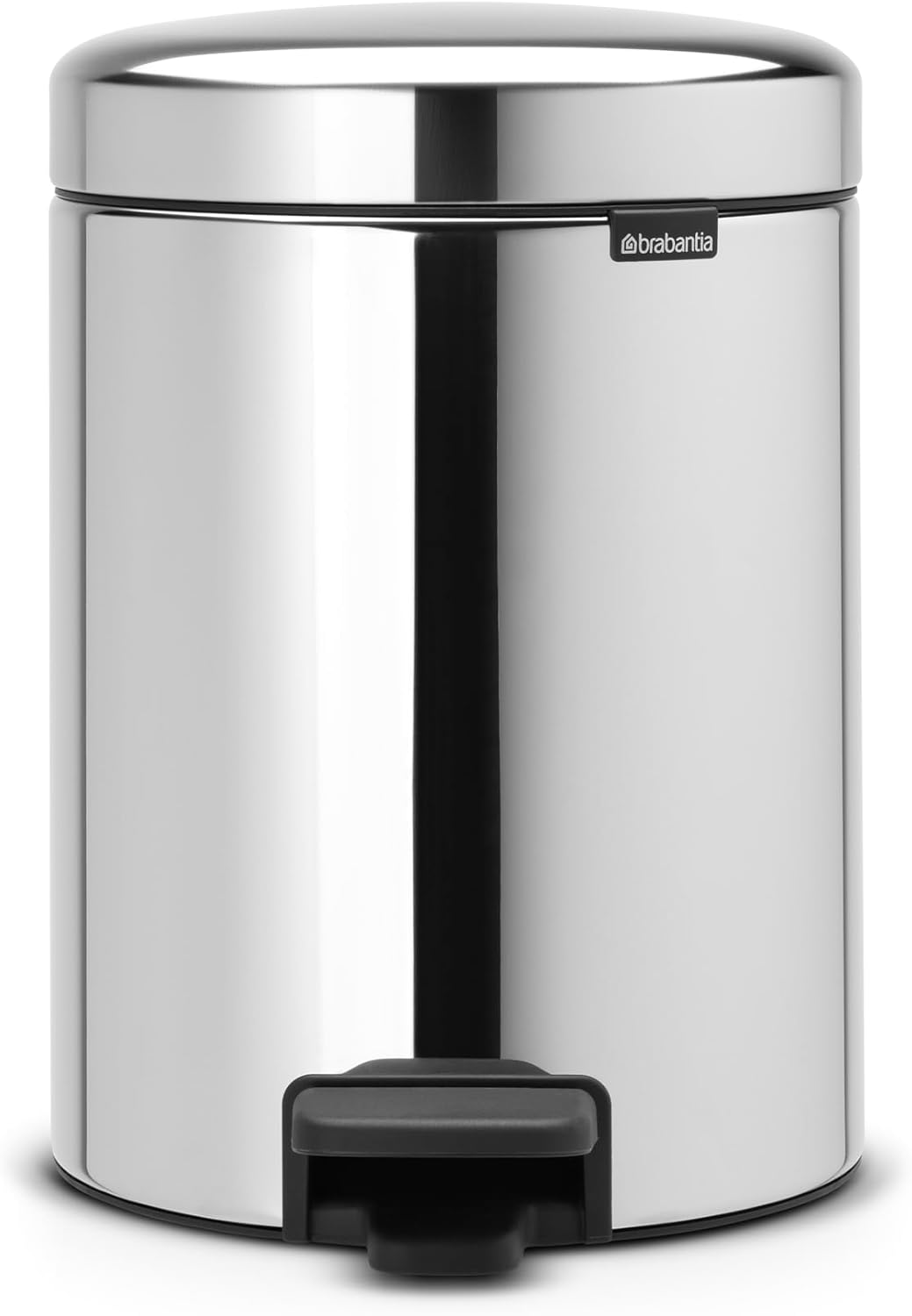 Brabantia Treteimer mit Inneneimer aus Kunststoff, stahl, Brilliant Steel, 5L, Brilliant Stahl 5 Lit