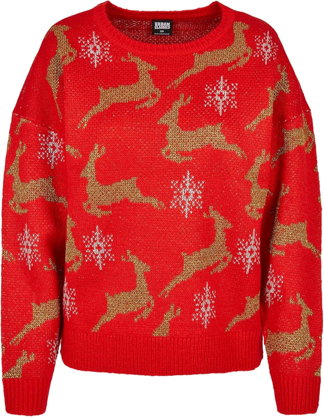 Urban Classics Damen Pullover Ladies Oversized Christmas Sweater, Sweatshirt mit weihnachtlichem Mot