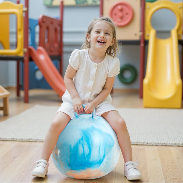 U&C Planet Hüpfball Aufblasbarer Hopperbal mit Pumpe, 50 cm Hopper Ball für Kinder，max. Belastbarkei